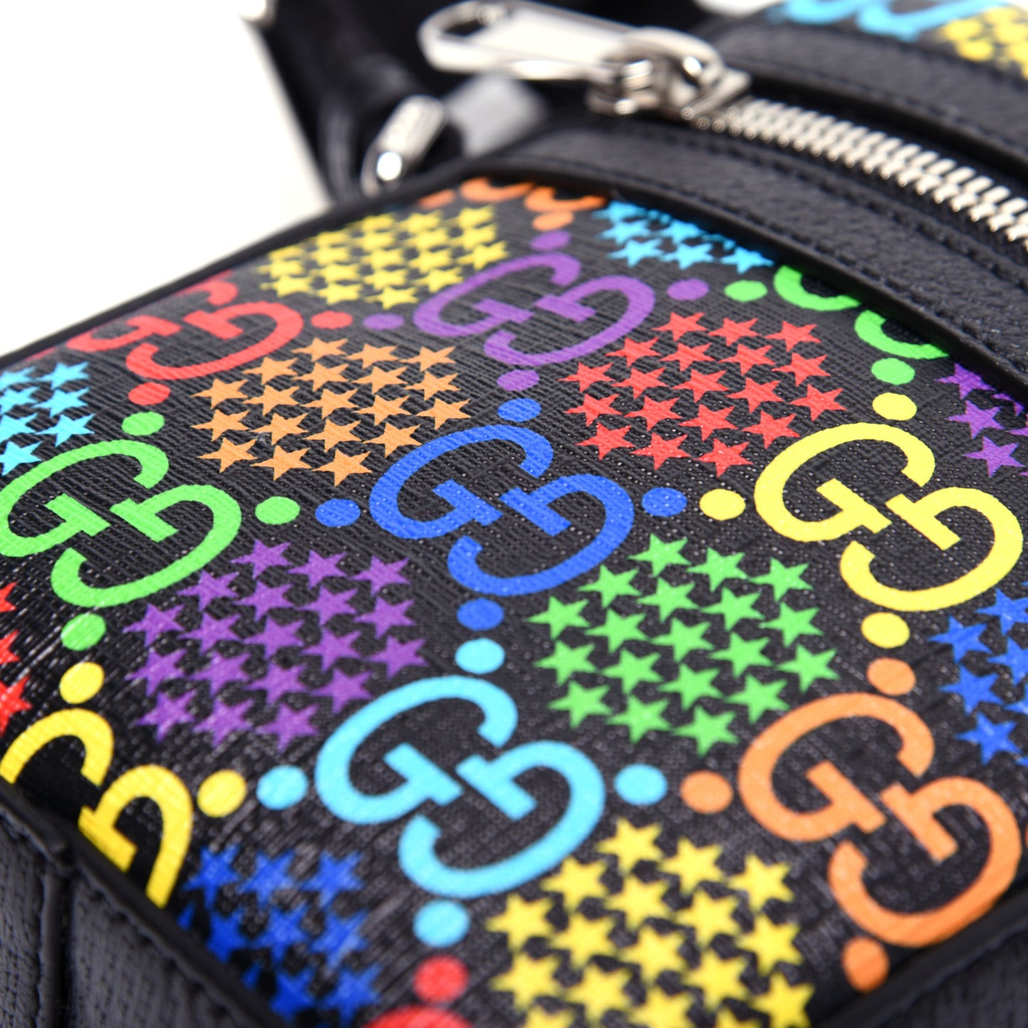 GG Supreme Monogram Psychedelic Messenger Bag Black