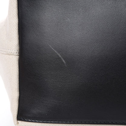 Balenciaga Cotton Canvas Satin Calfskin S Navy Cabas Natural Black 11 of 11