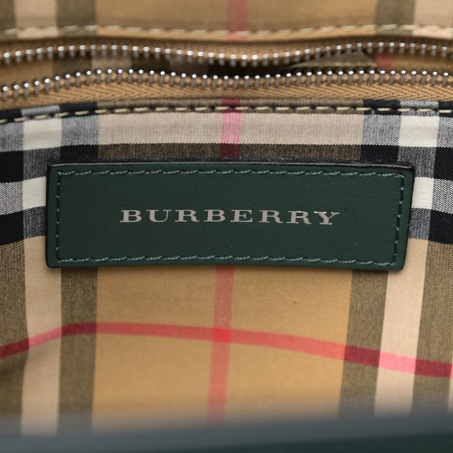 Burberry Derby Calfskin Perforated Small Banner Tote Green 7 of 8