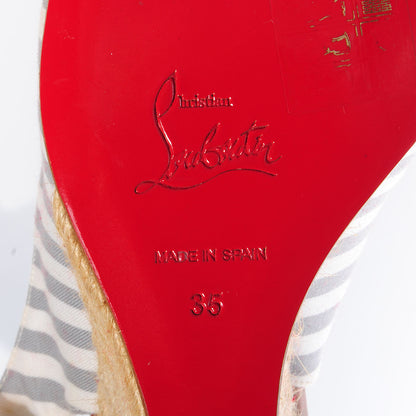Christian Louboutin Patent Leather Canvas Chus Espadrille Wedges 35 Yellow 6 of 7