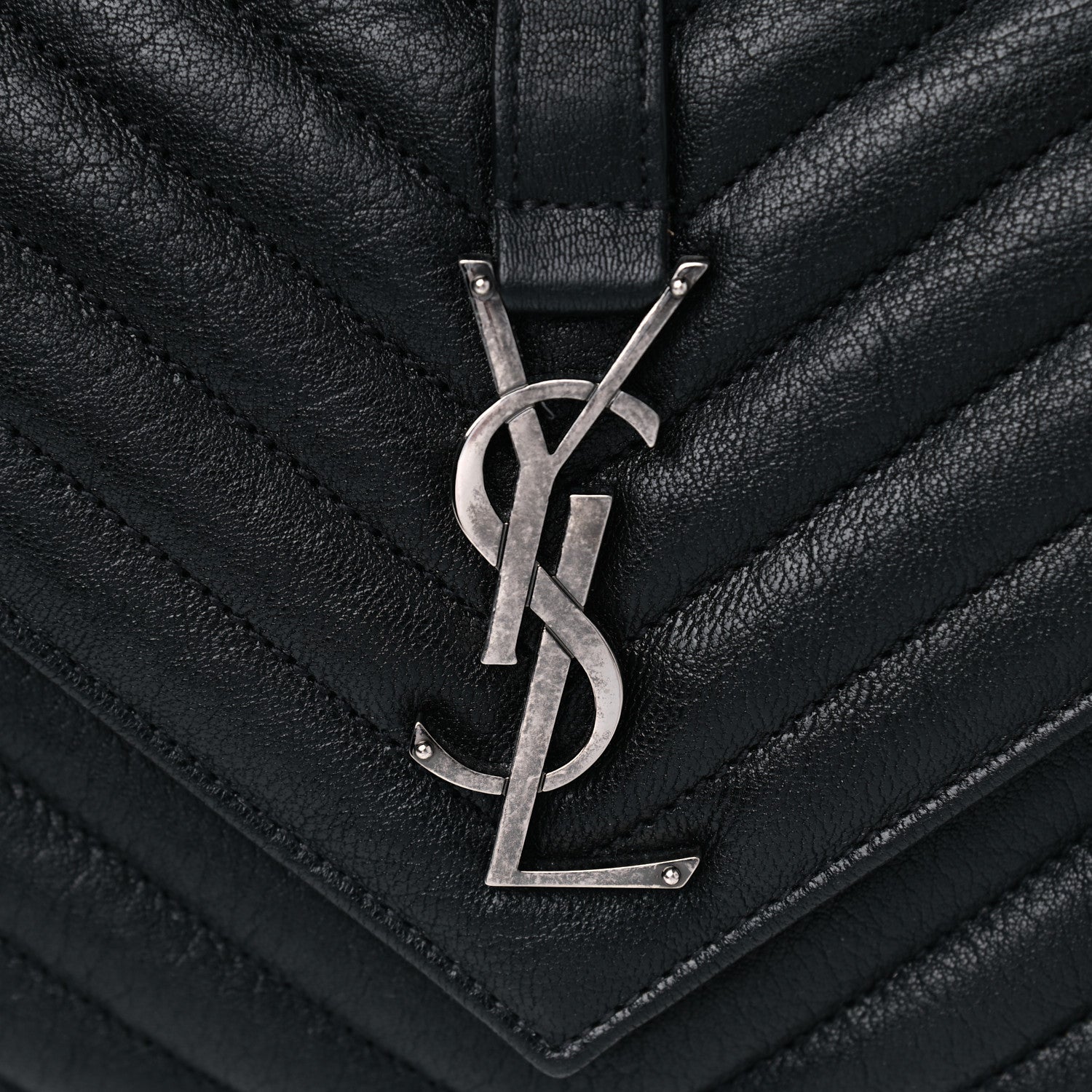 Saint Laurent Sheepskin Matelasse Chevron Monogram Medium College Bag Black 5 of 8
