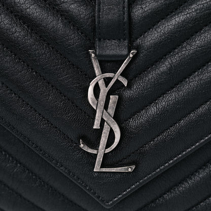 Saint Laurent Sheepskin Matelasse Chevron Monogram Medium College Bag Black 5 of 8