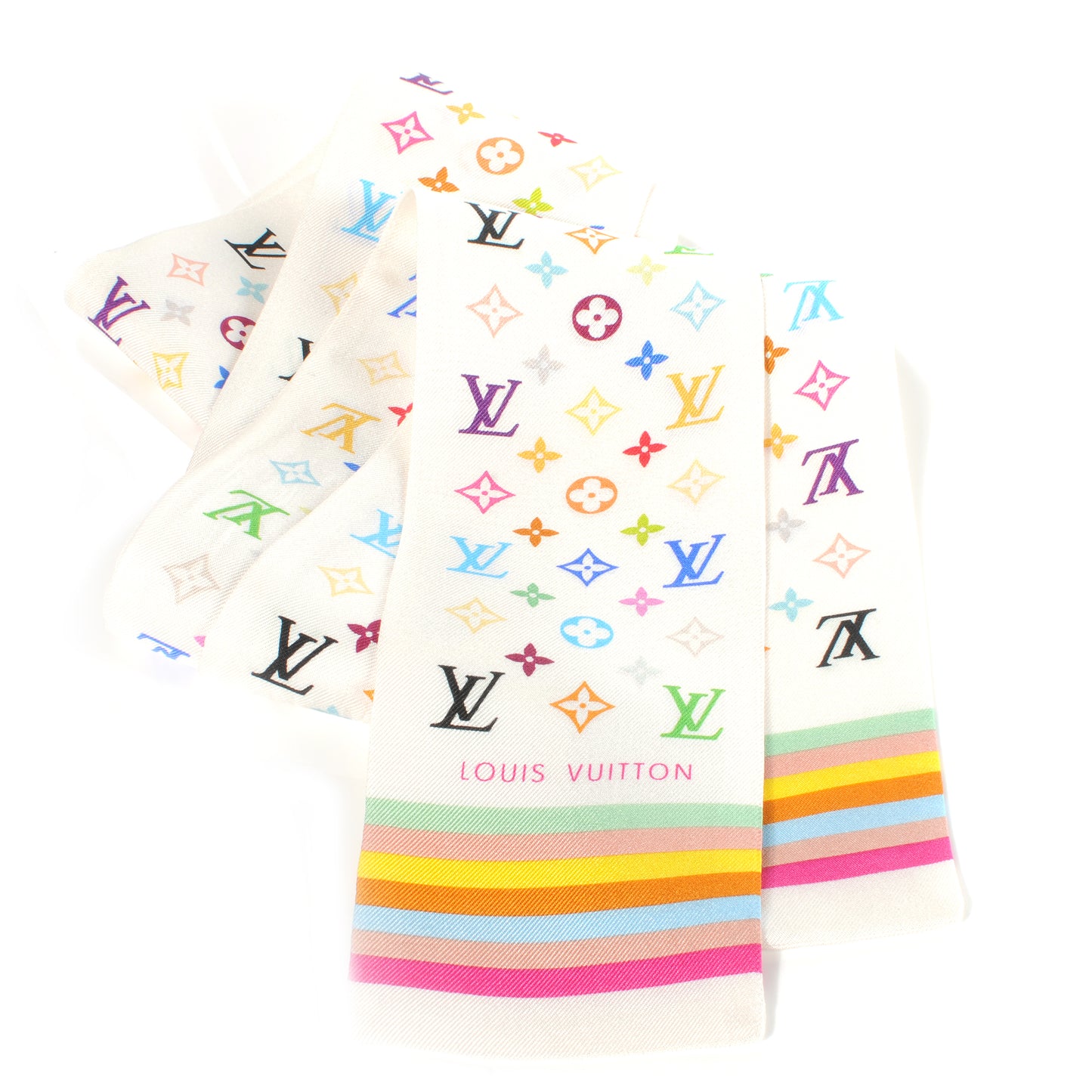 Silk Monogram Multicolor Bandeau White