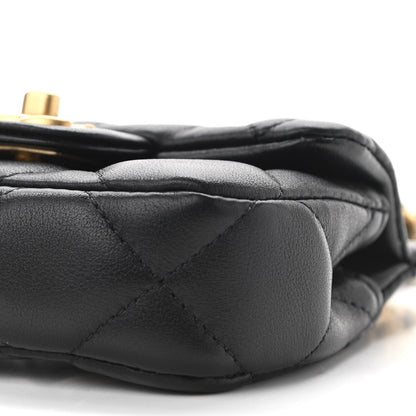 Chanel Calfskin Quilted Lady Handle Flap Card Holder With Chain Black 10 of 11