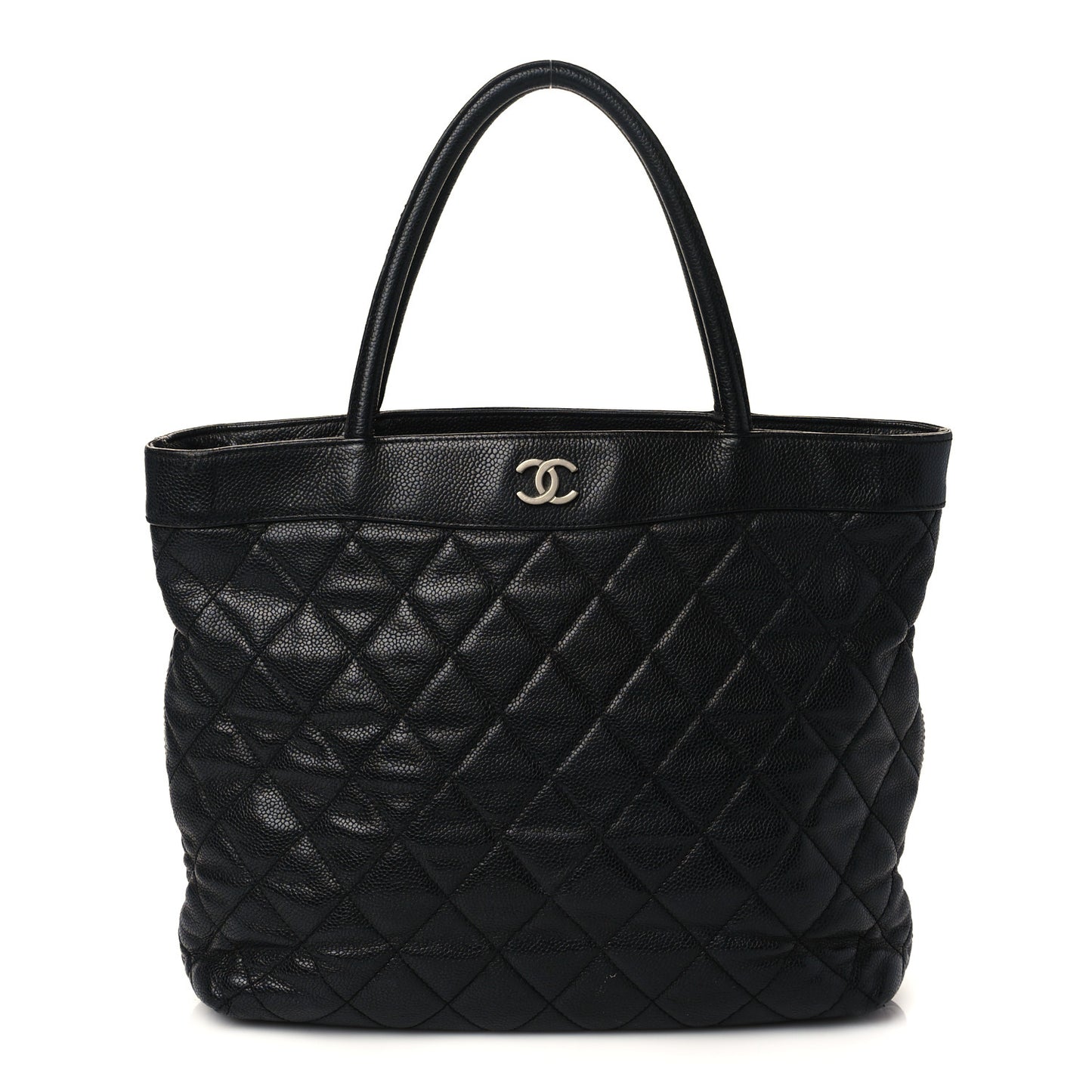 Caviar Quilted CC Shopping Tote Black