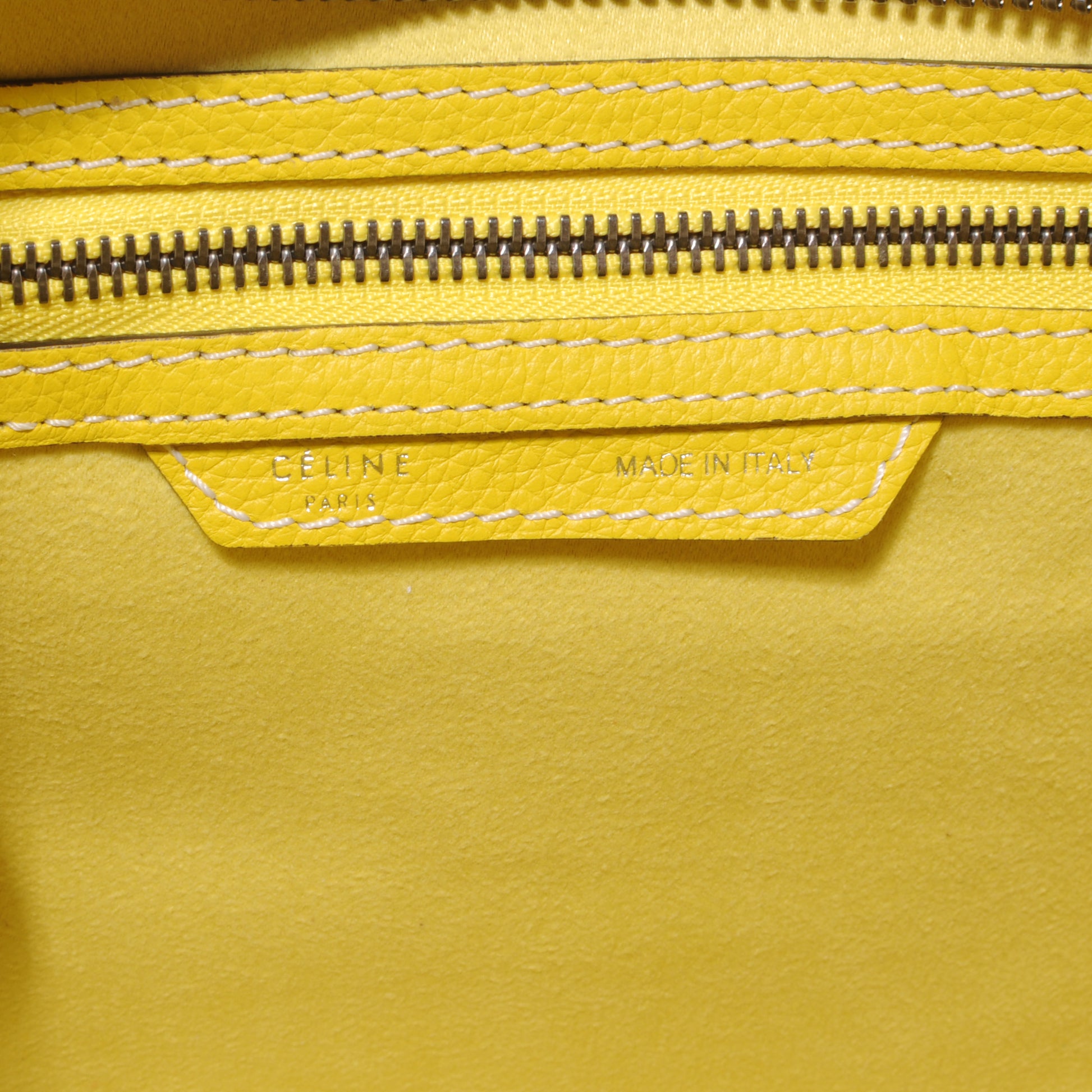 Celine Drummed Leather Micro Luggage Bag Citron 7 of 8