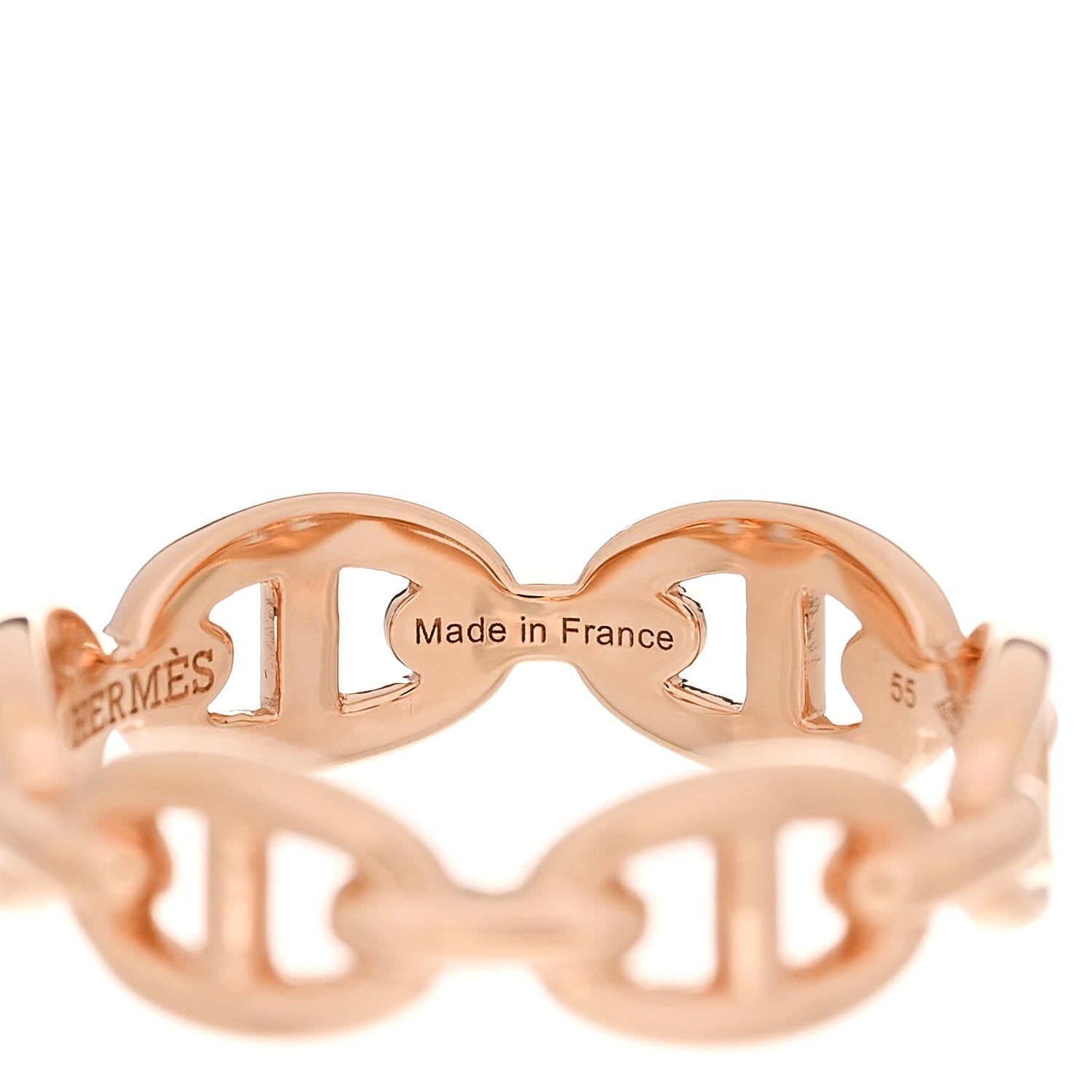 Hermes 18K Rose Gold PM Chaine d'Ancre Enchainee Ring 55 7.25 5 of 7