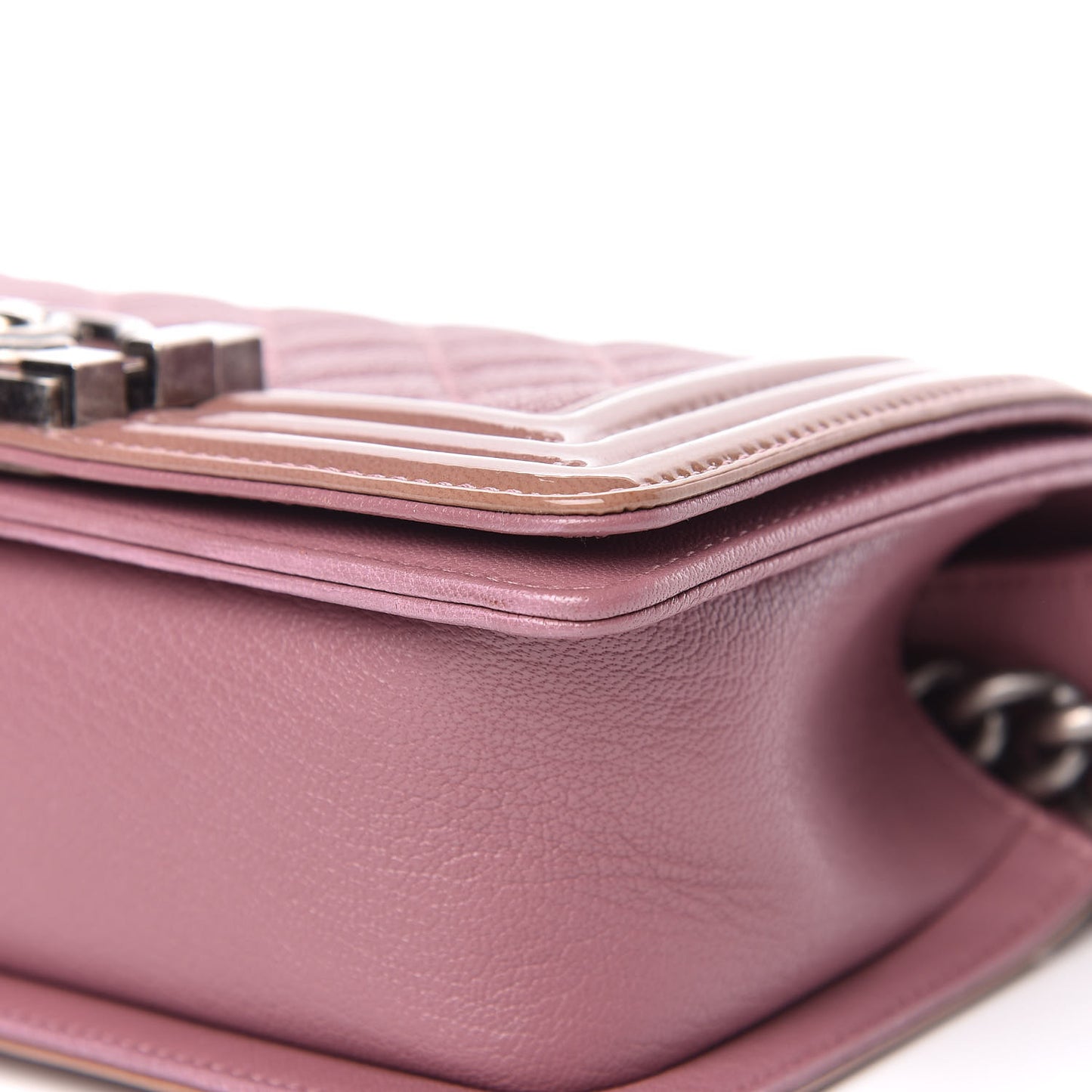 Goatskin Quilted Patent Small Duo Boy Flap Pink