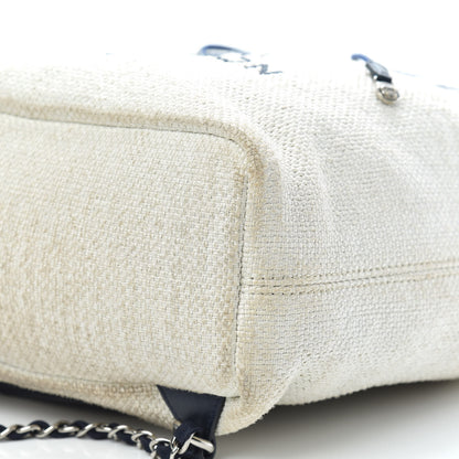 Chanel Woven Straw Raffia Large Deauville Backpack White Navy 6 of 11