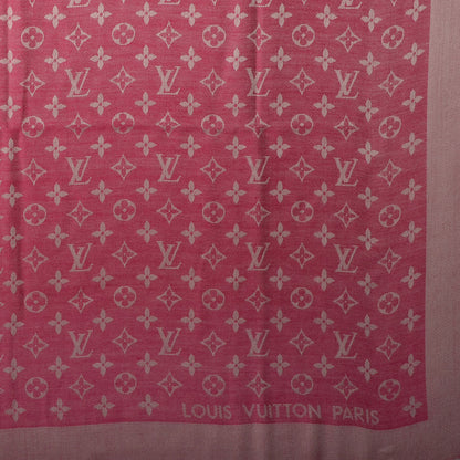 Louis Vuitton Wool Silk Monogram Denim Shawl Pivoine 4 of 5