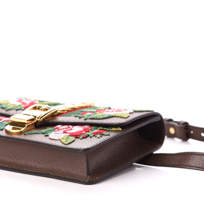 Gucci Calfskin Embroidered Sylvie Belt Bag 85 34 Brown 10 of 11