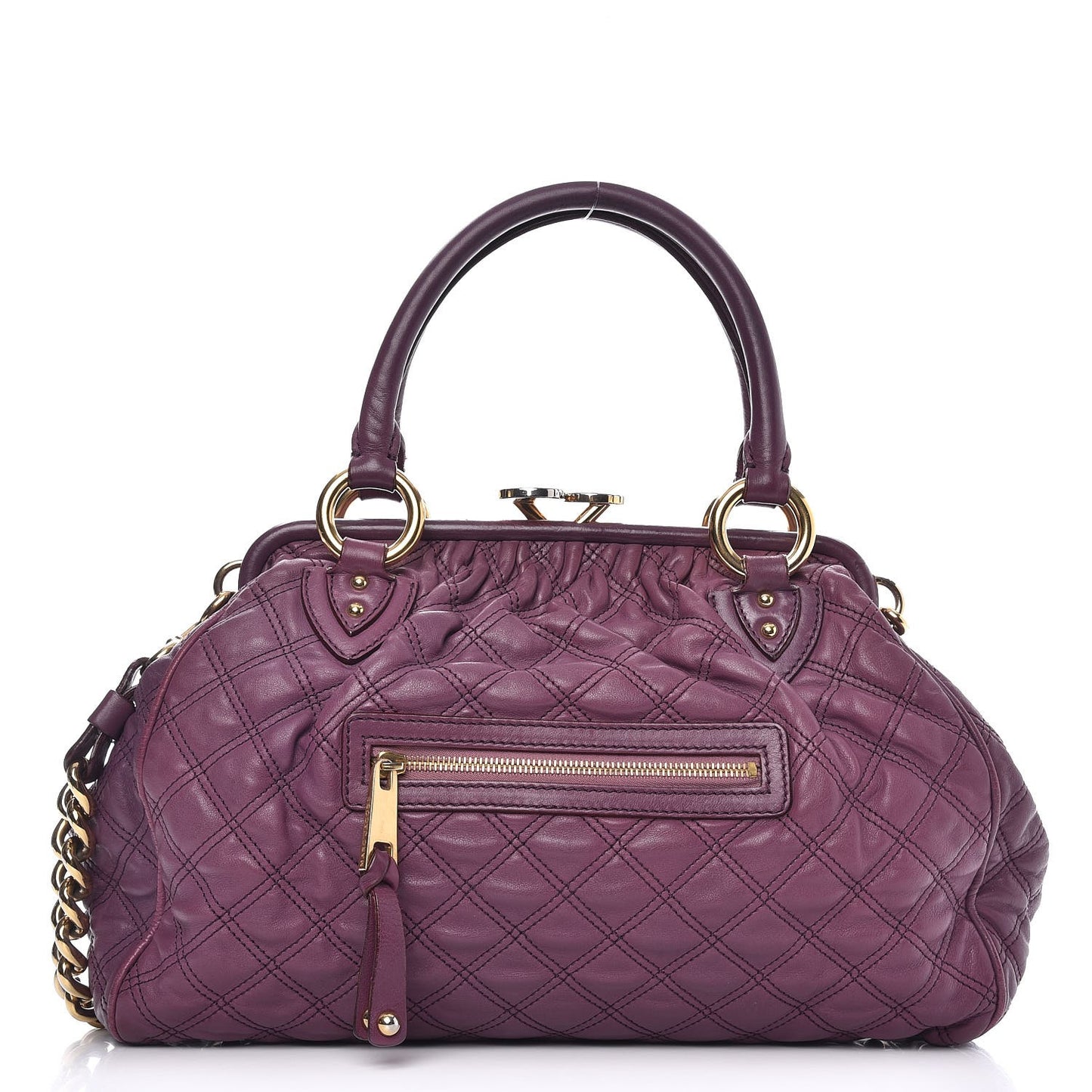 Calfskin Quilted Stam Purple