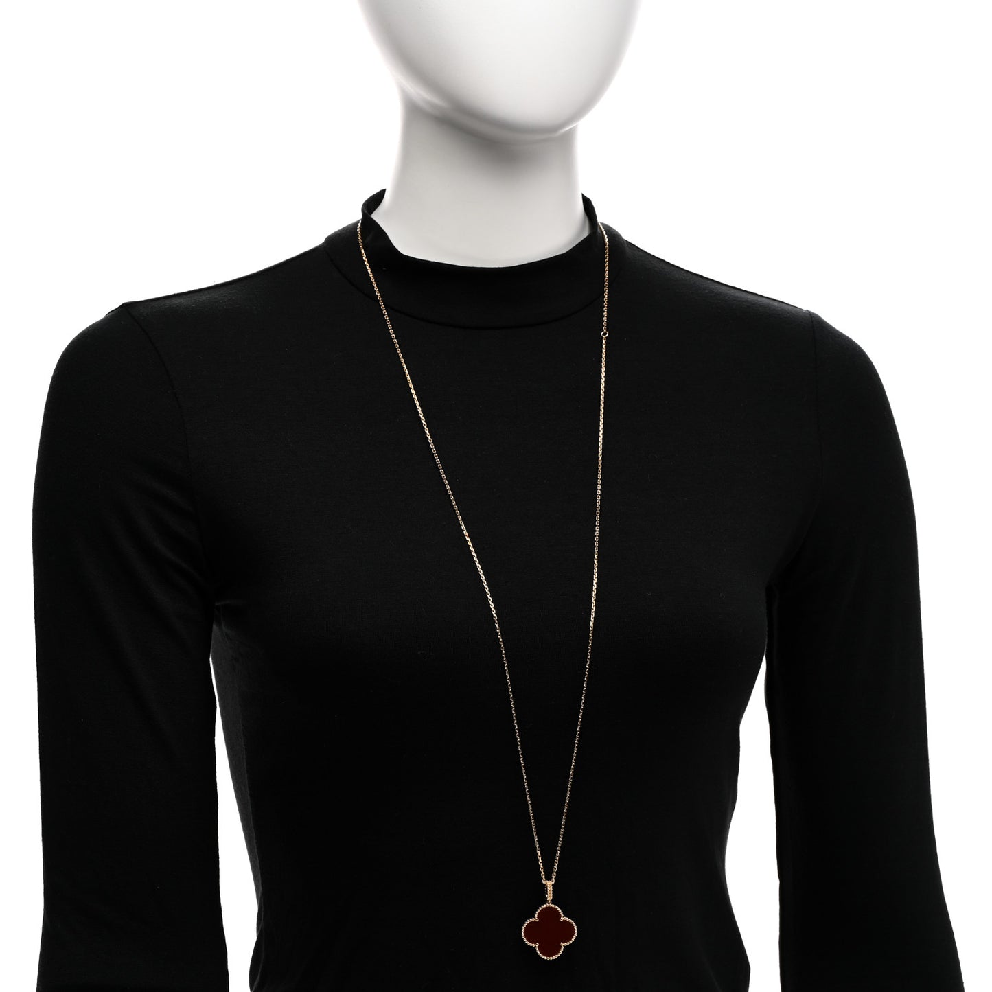 18K Yellow Gold Carnelian Magic Alhambra Long Necklace