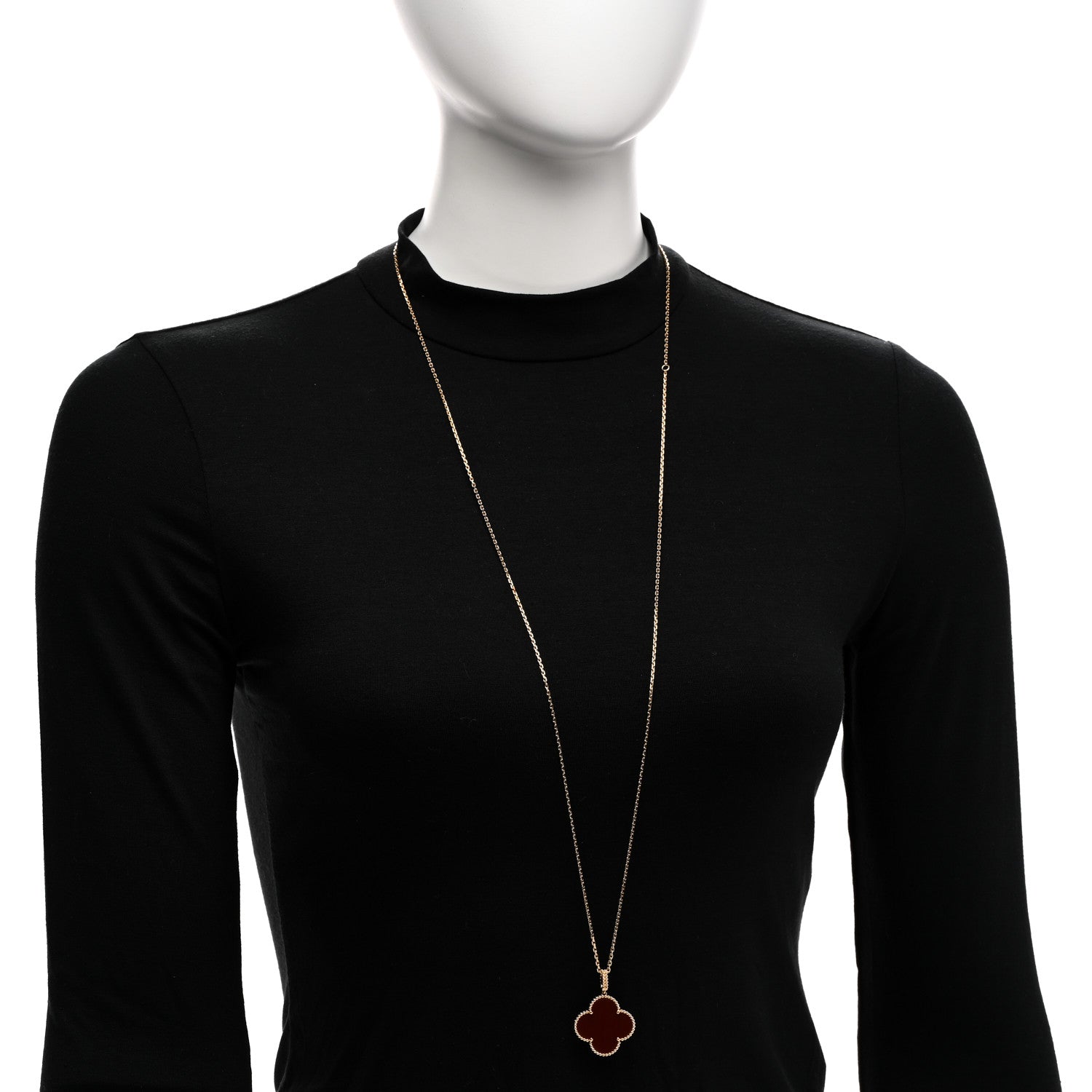 Van Cleef & Arpels 18K Yellow Gold Carnelian Magic Alhambra Long Necklace 2 of 6