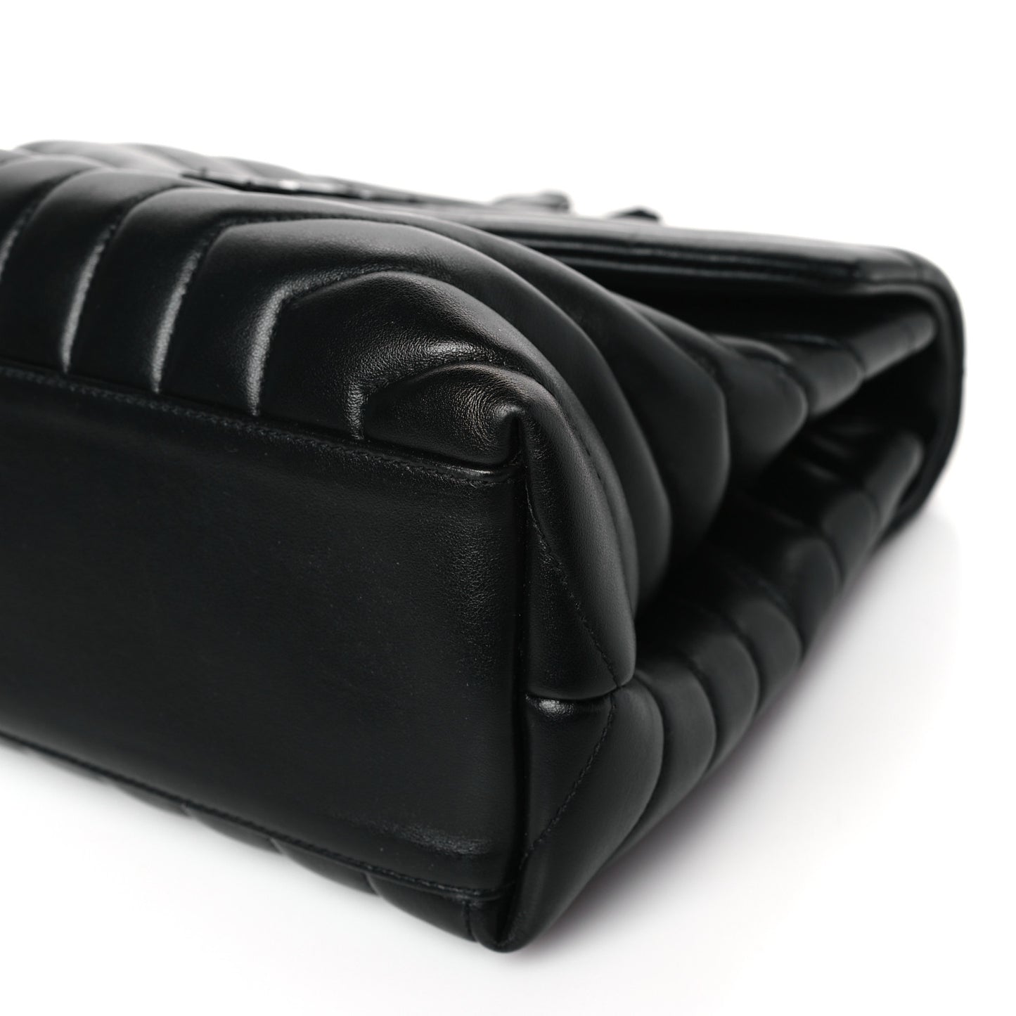 Calfskin Y Quilted Monogram Monochrome Medium Loulou Chain Satchel Black