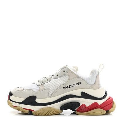 Balenciaga Fabric Mesh Womens Triple S Sneakers 38 Grey Red White 1 of 13