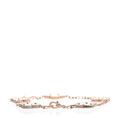 Van Cleef & Arpels 18K Rose Gold Diamond Gray Mother of Pearl 5 Motifs Vintage Alhambra Bracelet 3 of 6