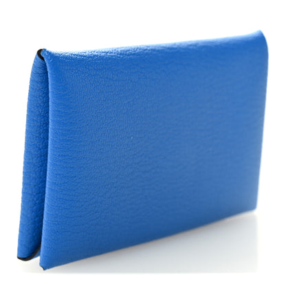 Hermes Chevre Mysore Calvi Card Case Bleu Hydra 3 of 7