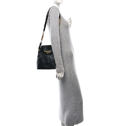 Christian Dior Calfskin CD Embossed Medium C'est Chain Bucket Bag Black 2 of 9
