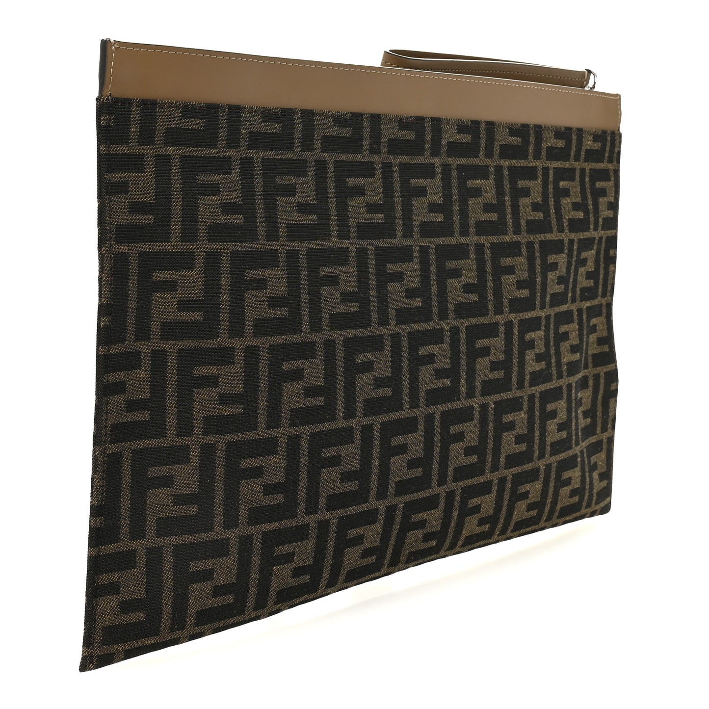 Vitello King Jacquard FF 1974 Large Flat Pouch Tobacco Moro Sand