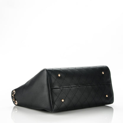 Chanel Grained Calfskin Quilted Large Supple Rock Shopping Tote Black 4 of 7