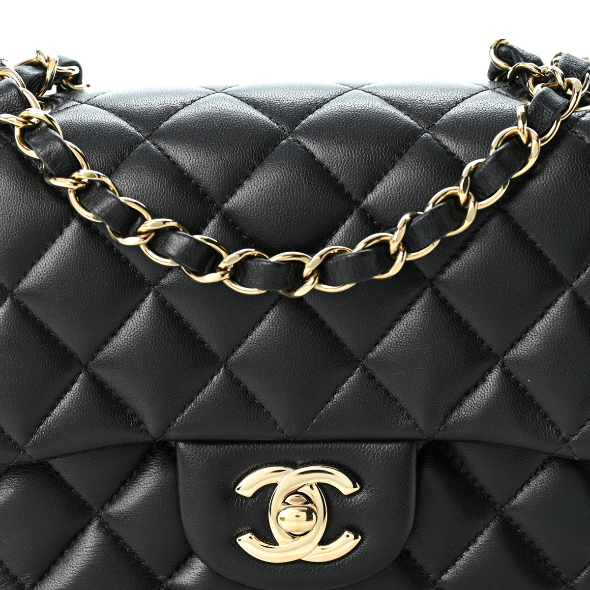 Lambskin Quilted Mini Square Flap Black