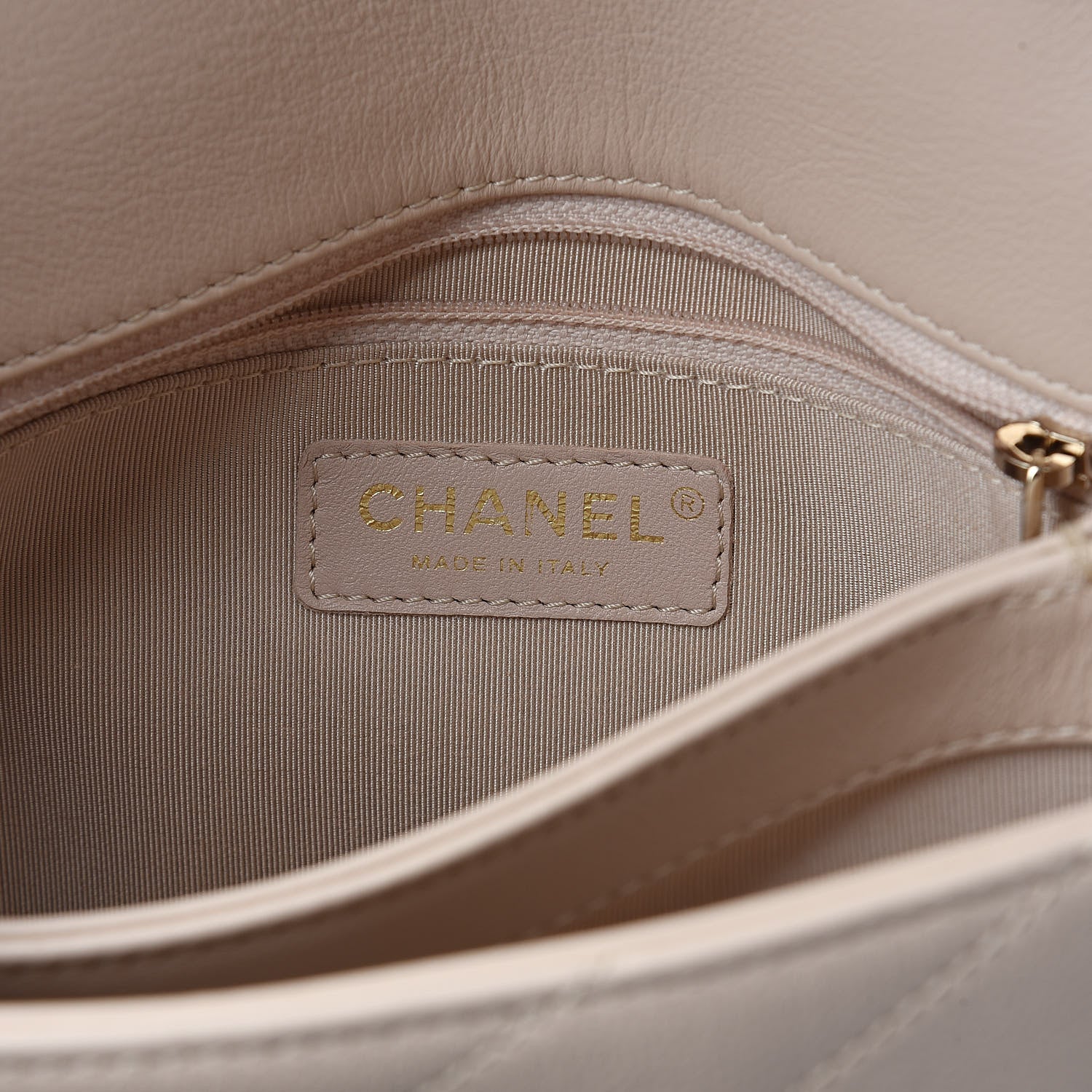 Chanel Grained Calfskin Small Chevron Chic Top Handle Flap Beige 8 of 10