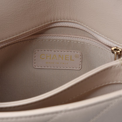 Chanel Grained Calfskin Small Chevron Chic Top Handle Flap Beige 8 of 10