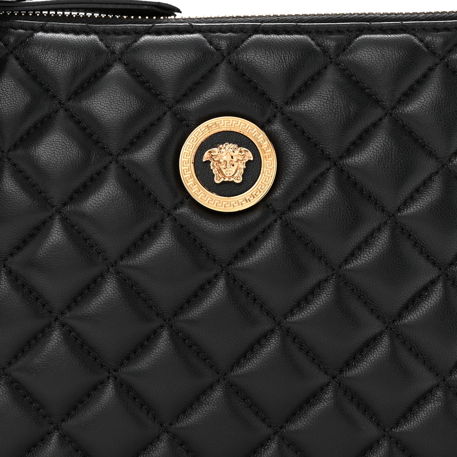 Versace Calfskin Quilted Small Tribute Icon Pouch Black 7 of 9