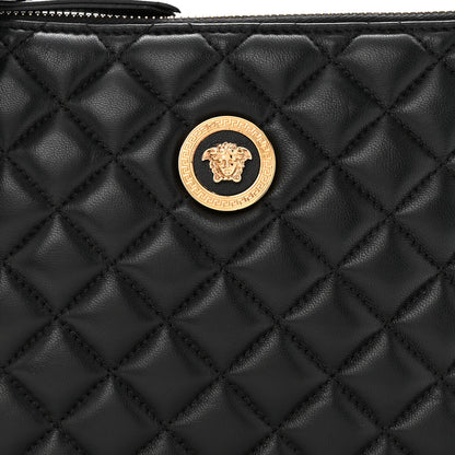 Versace Calfskin Quilted Small Tribute Icon Pouch Black 7 of 9