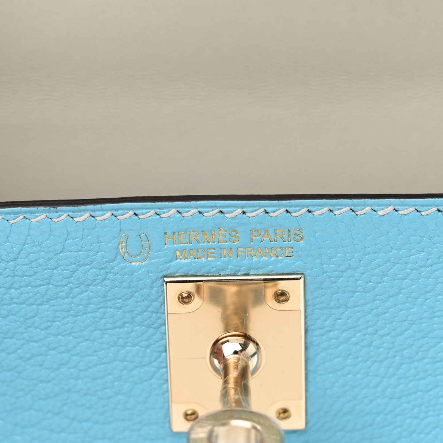 Chevre Mysore Horseshoe Mini Kelly Sellier 20 Celeste Gris Perle