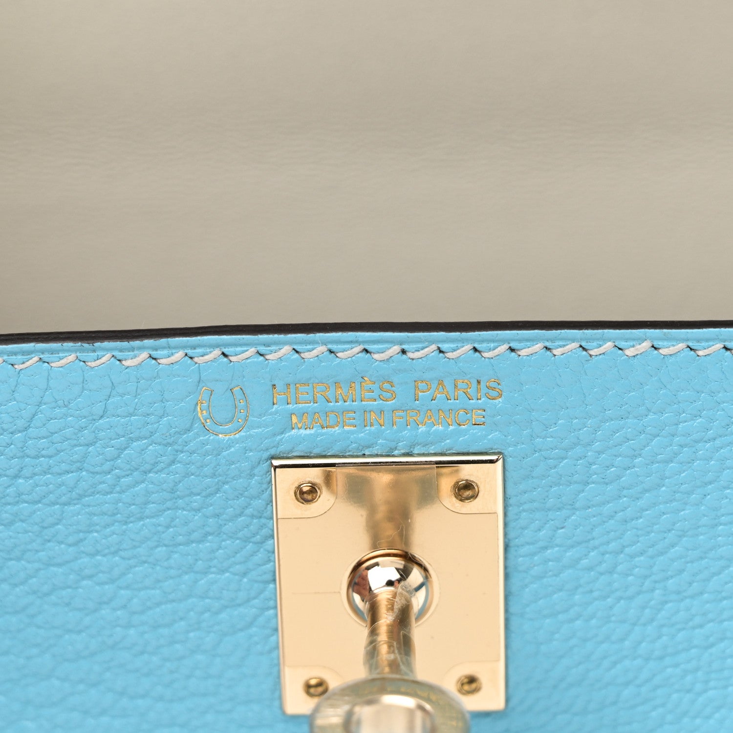 Hermes Chevre Mysore Horseshoe Mini Kelly Sellier 20 Celeste Gris Perle 6 of 11