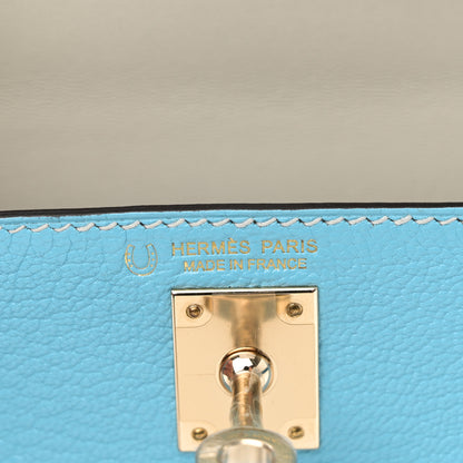 Hermes Chevre Mysore Horseshoe Mini Kelly Sellier 20 Celeste Gris Perle 6 of 11