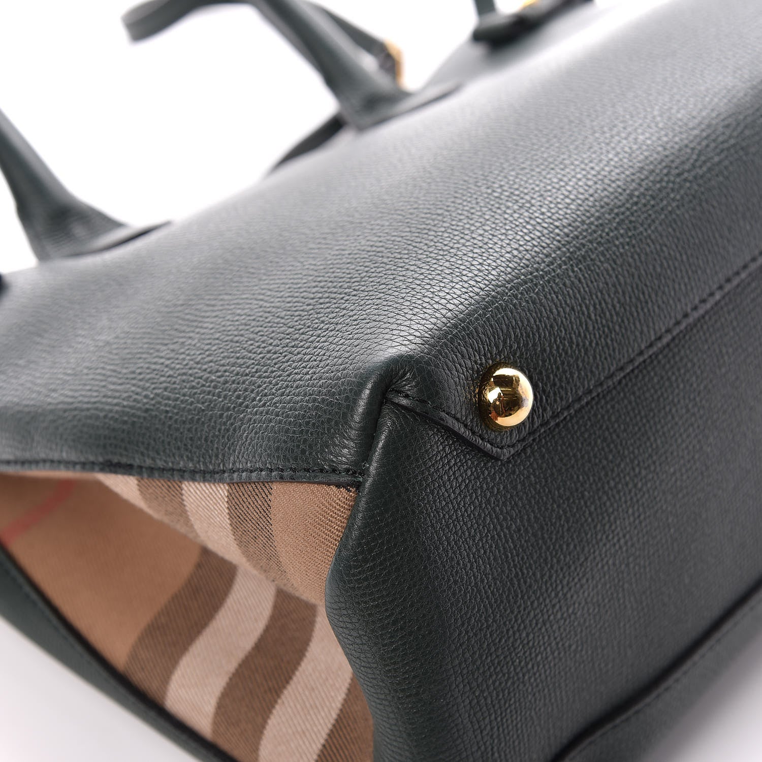 Burberry Derby Calfskin House Check Medium Banner Tote Black Dark Bottle Green 14 of 14