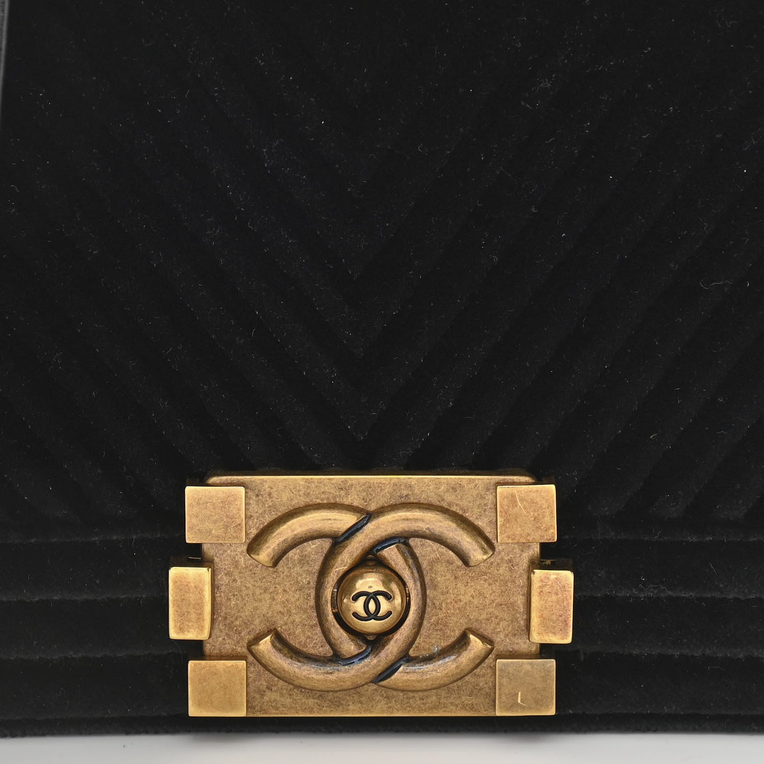 Chanel Velvet Chevron Quilted Small Boy Flap Black 8 of 11