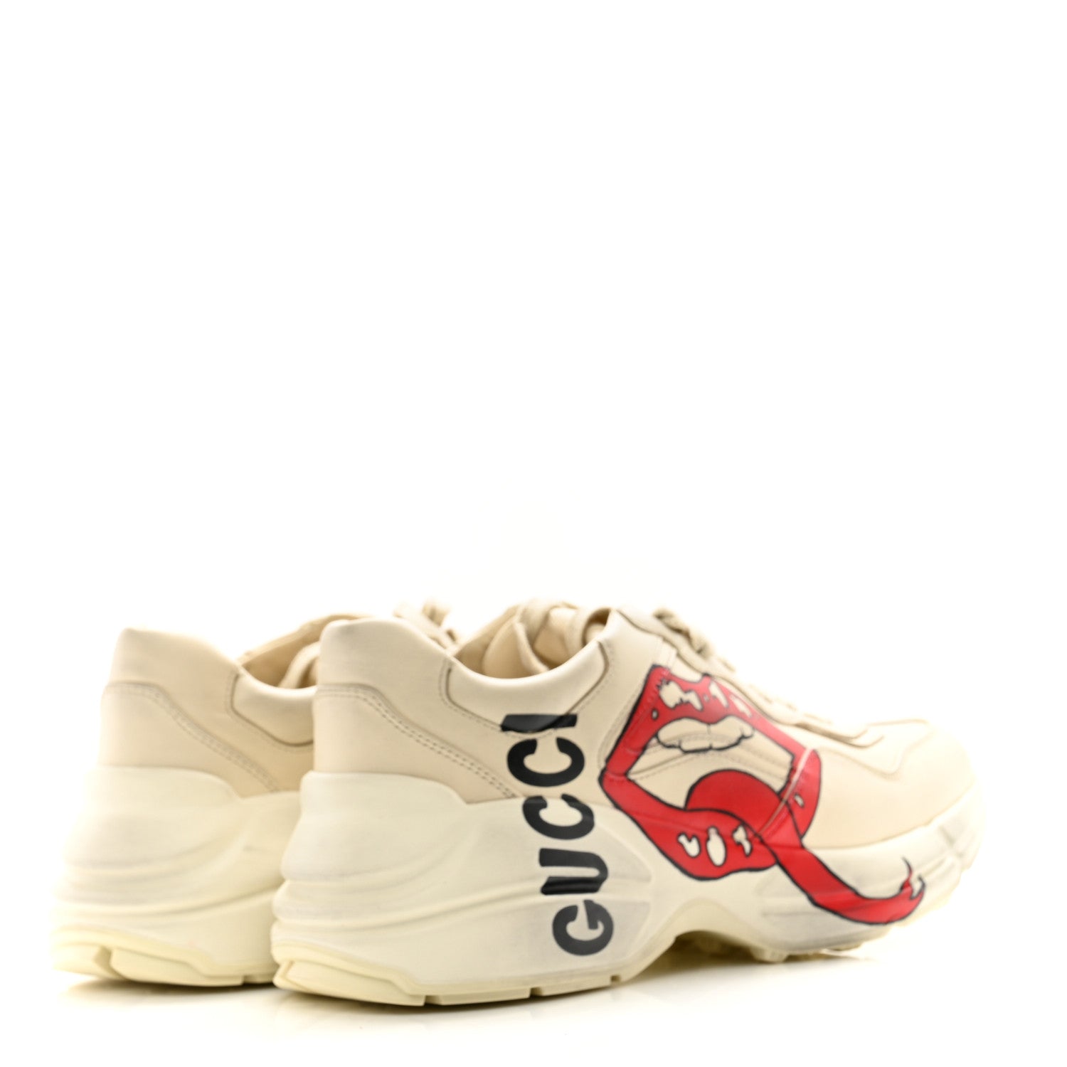 Gucci Calfskin Mouth Print Womens Rhyton Sneakers 36.5 Ivory 4 of 10