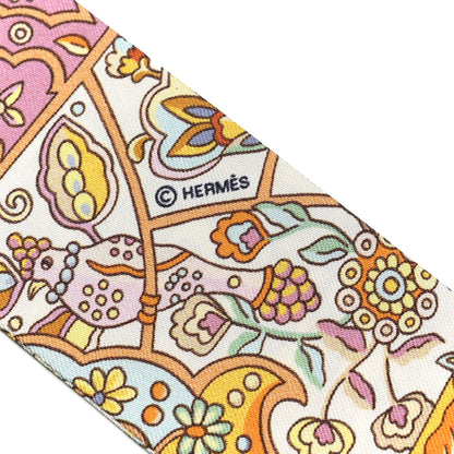 Hermes Silk Au Pays Des Oiseaux Fleurs Twilly 3 of 3