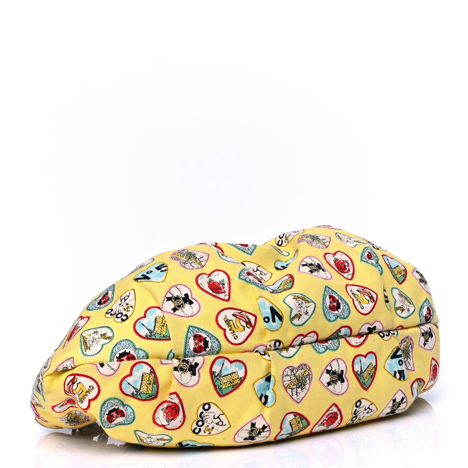 Chanel Canvas Coco Hearts Shoulder Bag Yellow 3 of 4