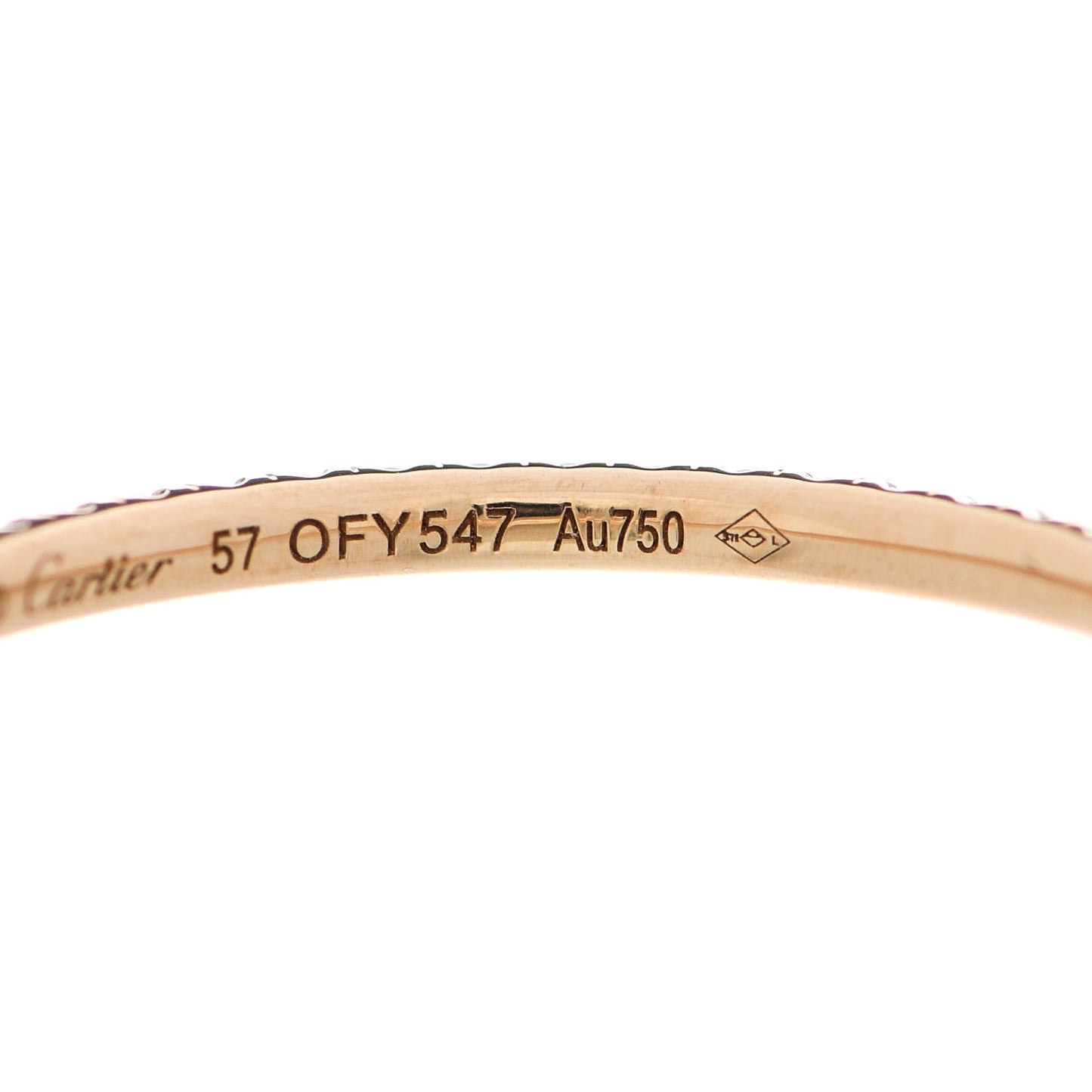18K Yellow Gold Diamond 1.5mm Etincelle de Cartier Wedding Band Ring 57 8