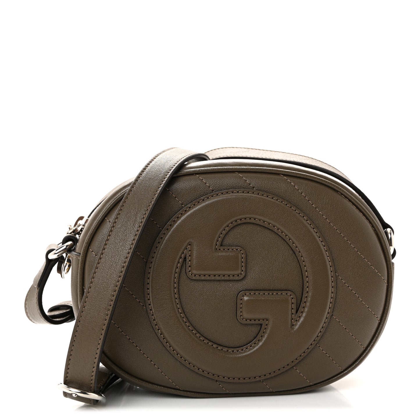 Sakai Be Green Calfskin Diagonal Stitched Mini Blondie Shoulder Bag Craclet Brown