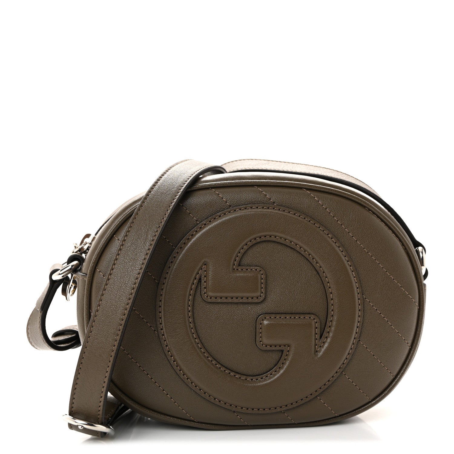 Gucci Sakai Be Green Calfskin Diagonal Stitched Mini Blondie Shoulder Bag Craclet Brown 1 of 9