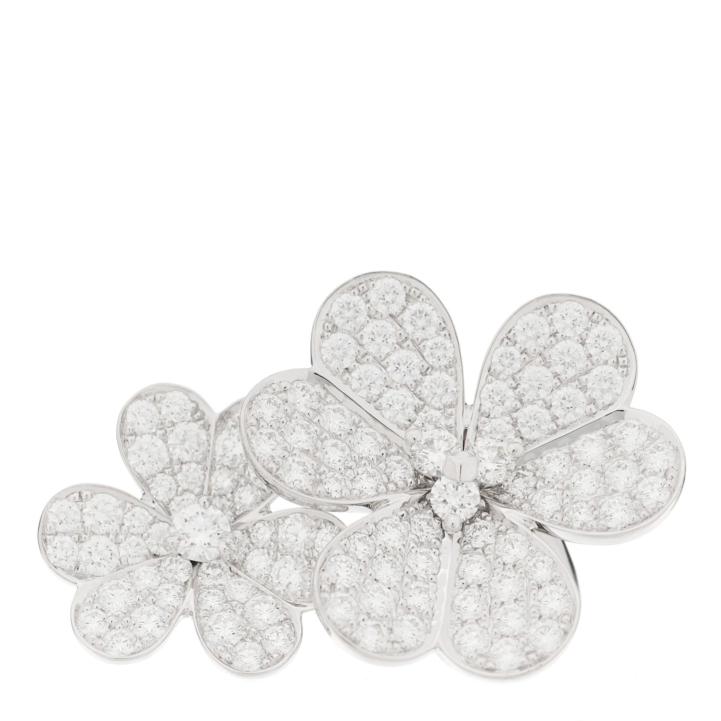 18K White Gold Diamond Frivole Between The Finger Pave Ring 53 6.5