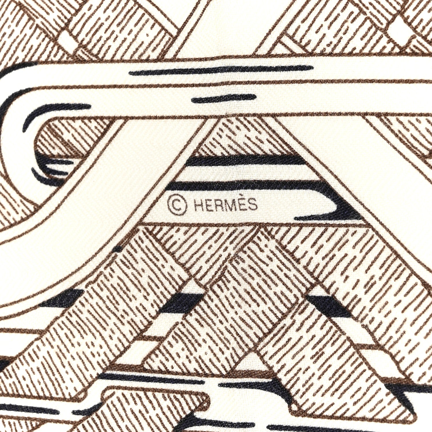 Hermes Cashmere Silk Mors a Jouets Bandana Shawl 140 White Marine Ebene 4 of 5