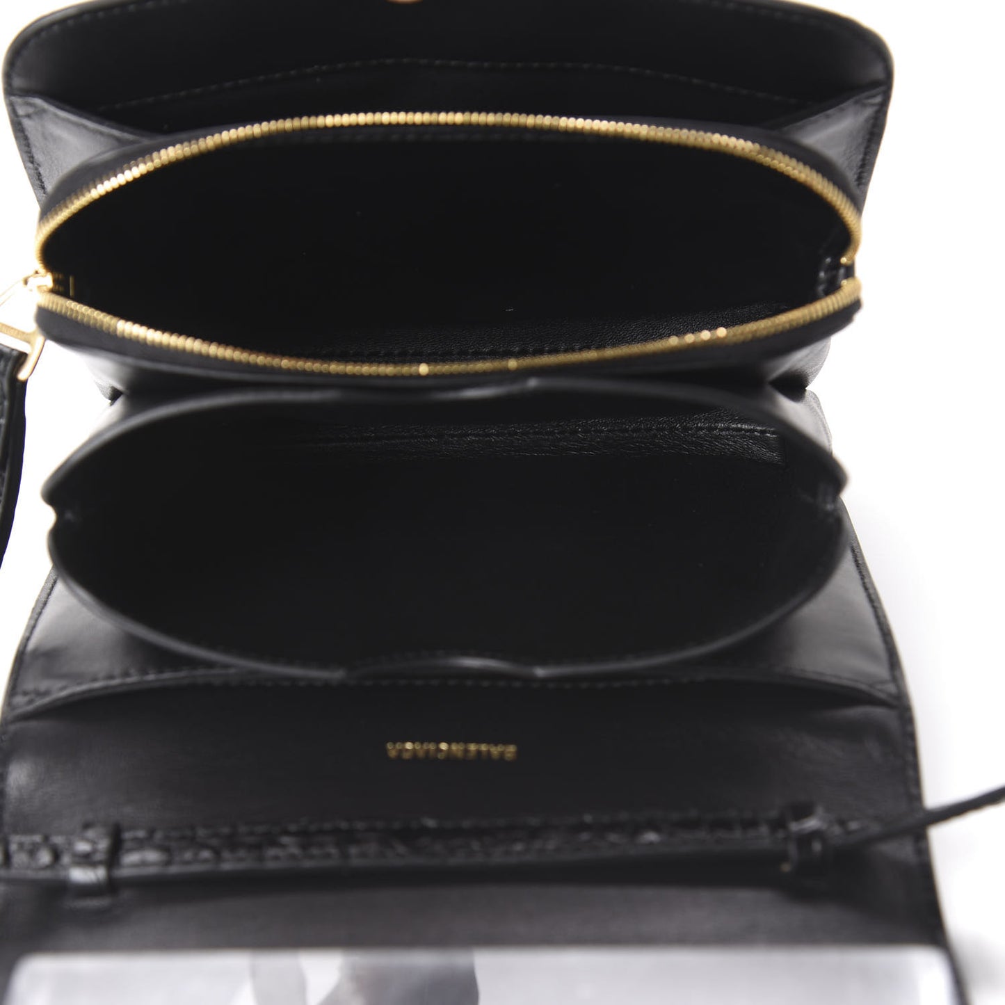Shiny Calfskin Crocodile Embossed Small B Bag Black