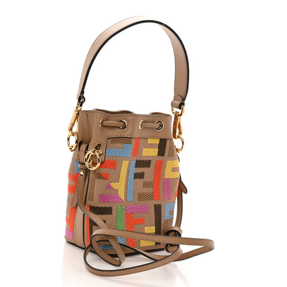 Fendi Canvas Vitello King F is Fendi FF Multicolor Embroidered Mini Mon Tresor Bucket Bag Multicolor Cuoio 3 of 10