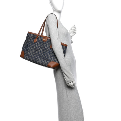 Gucci New Denim GG Monogram Medium Ophidia Shopping Tote Blue Tea Cuir 2 of 11