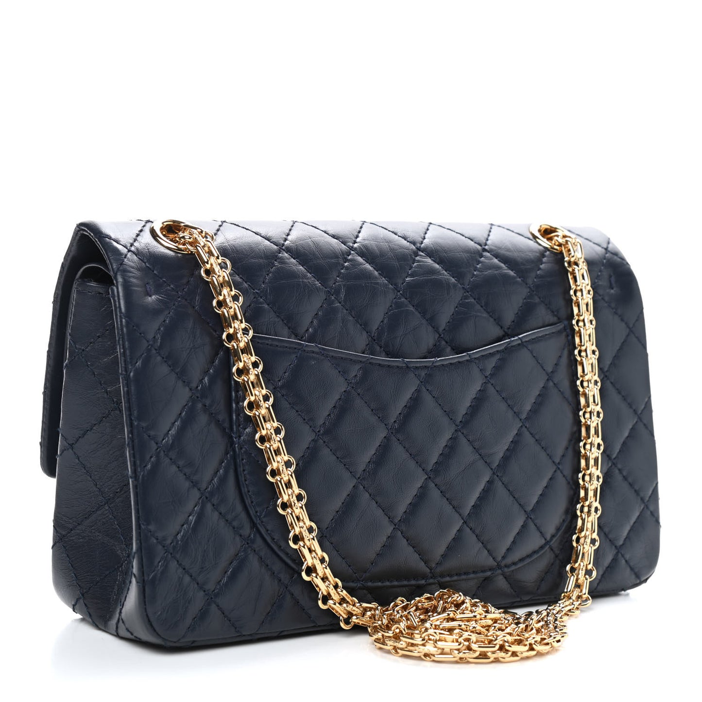 Aged Calfskin Quilted 2.55 Reissue 225 Flap Navy