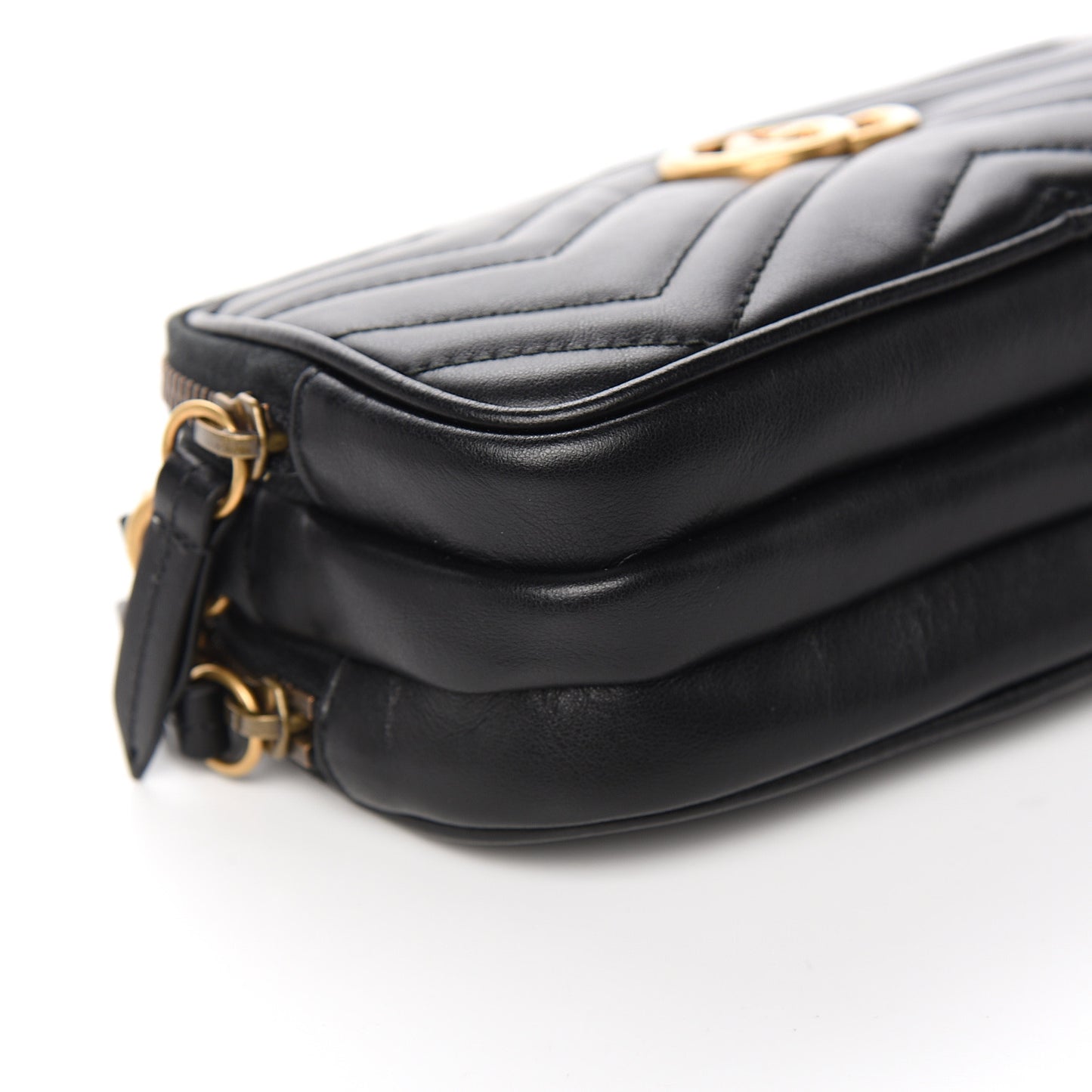 Calfskin Matelasse Mini GG Marmont Chain Crossbody Bag Black