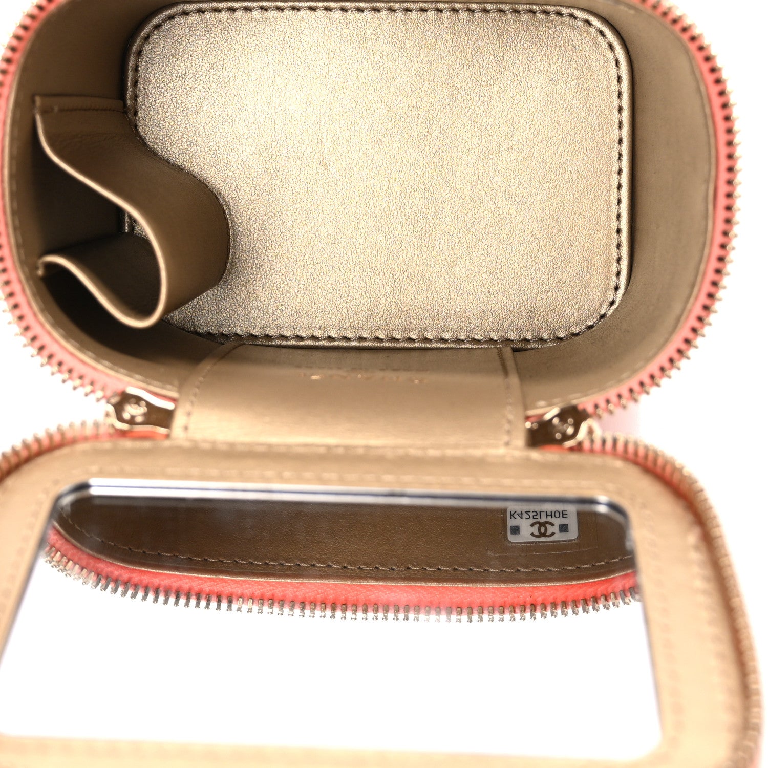 Chanel Lambskin Quilted Pearl Crush Mini Vanity Case With Chain Coral 5 of 10