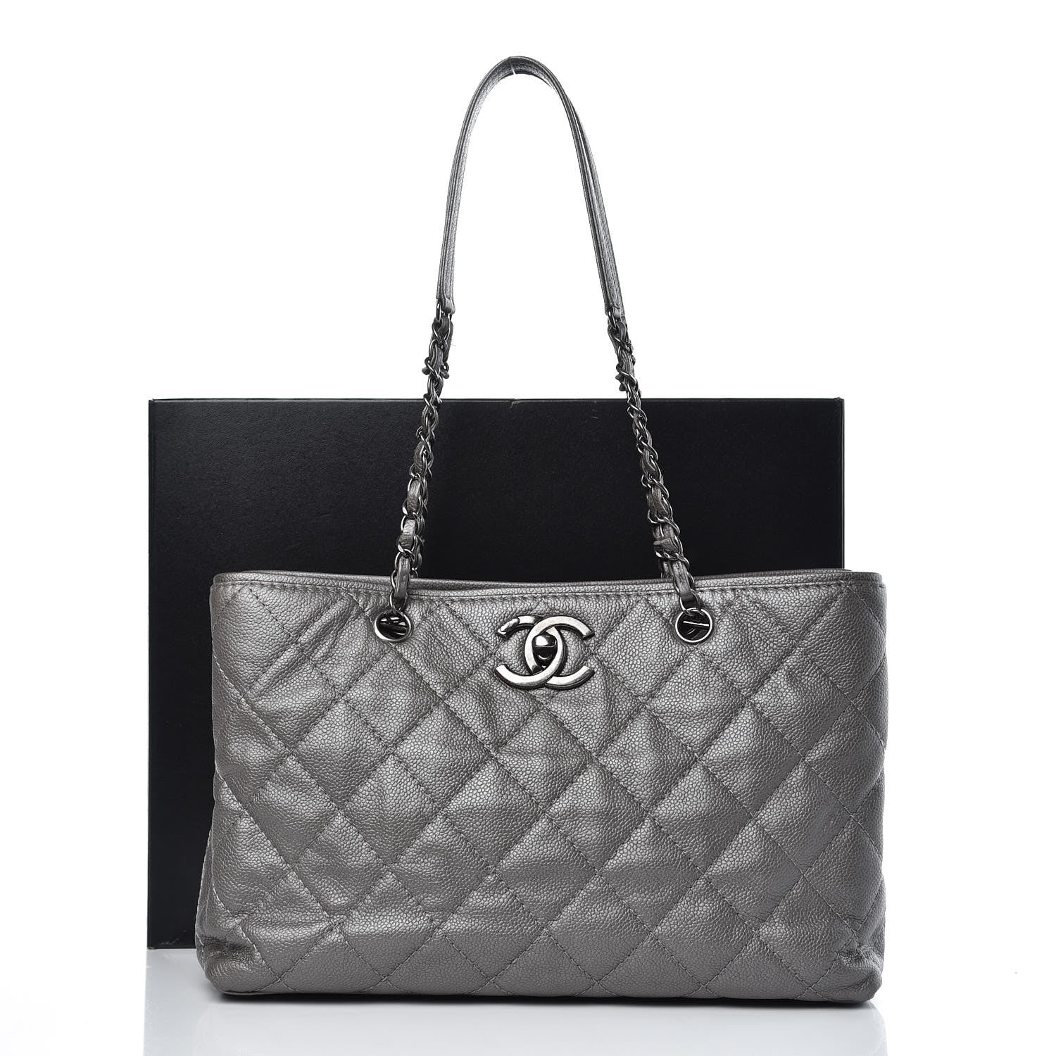 Chanel Caviar Medium Be Caviar Tote Silver 9 of 9
